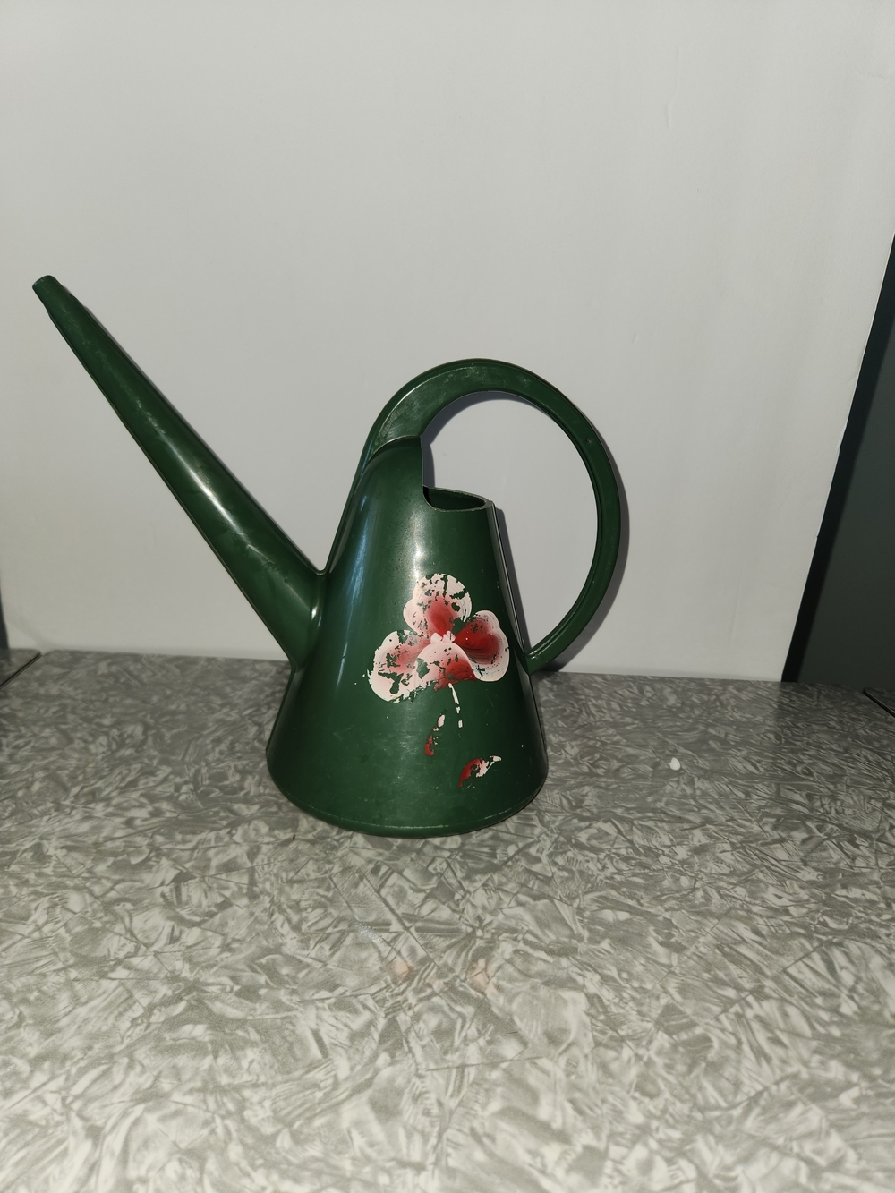 Source Unknown Green Watering Can with Red Floral Accent